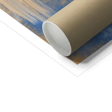 Load image into Gallery viewer, blue and orange bee artwork fine art print with packaging