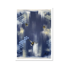 Load image into Gallery viewer, blue bee artwork fine art print
