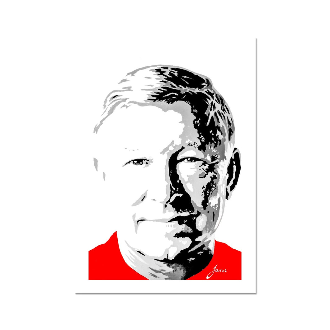 Manchester United football legend Sir Alex Ferguson Portrait Fine Art Print artwork