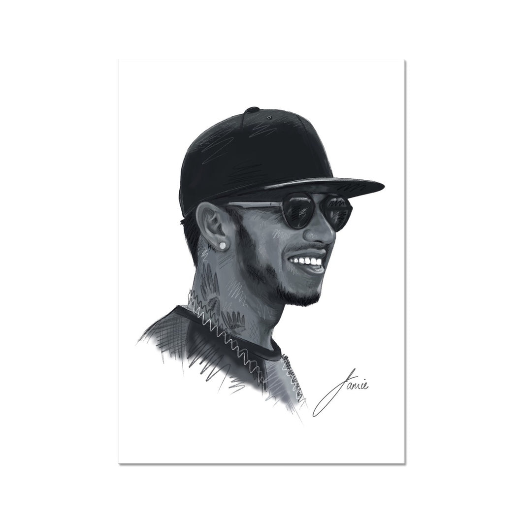 Formula 1 champion Lewis Hamilton Portrait Fine Art Print artwork