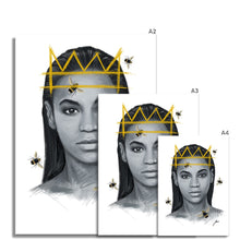 Load image into Gallery viewer, Beyonce portrait artwork fine art print with crown and bees various sizes

