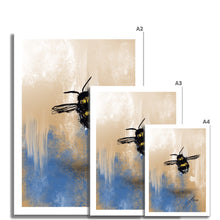 Load image into Gallery viewer, blue and orange bee artwork fine art prints various sizes
